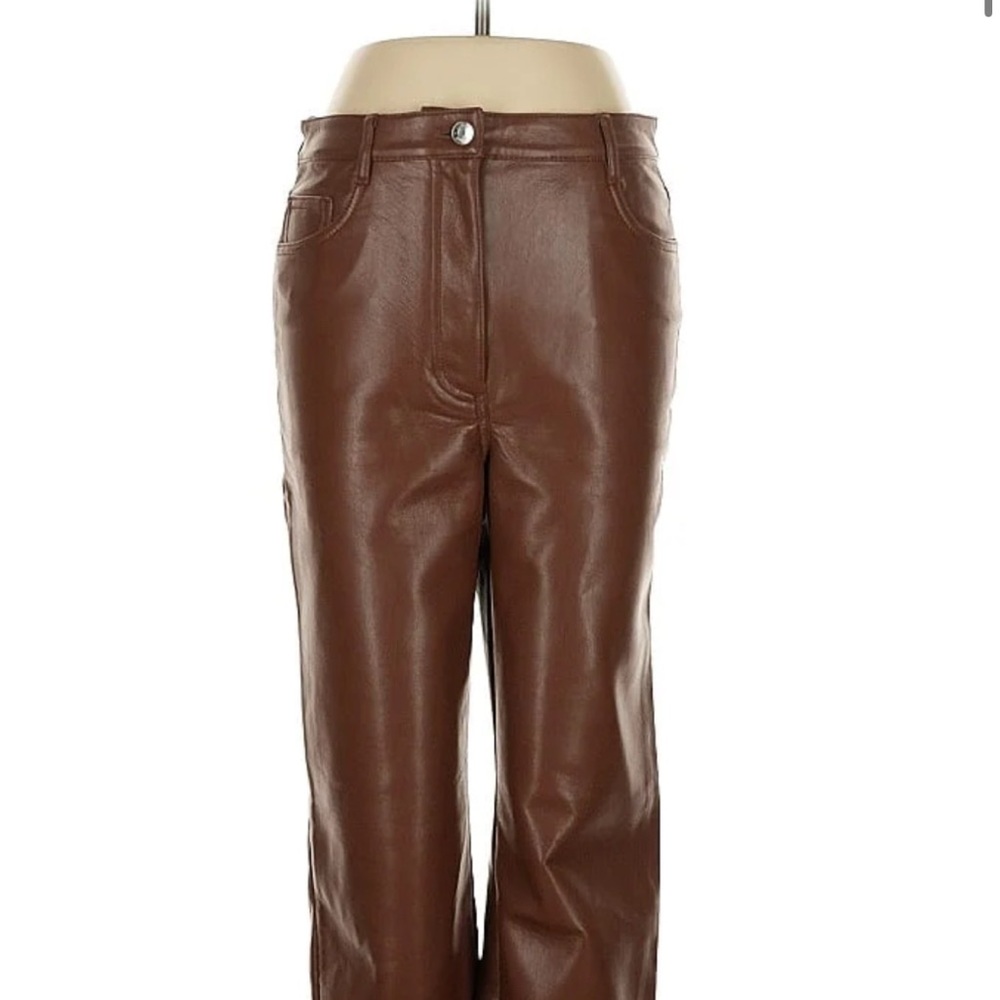 Aritzia Faux Brown Leather Pants